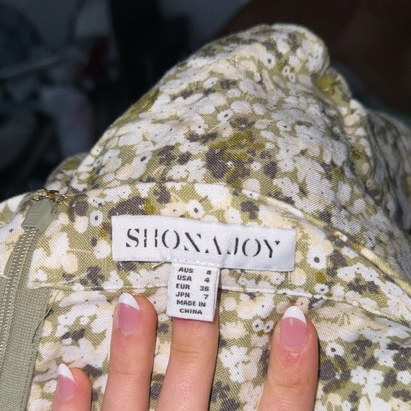 Shona Joy for Free People Elsa Linen blend mini skirt, Size 4 Green Floral💚 - Picture 4 of 4